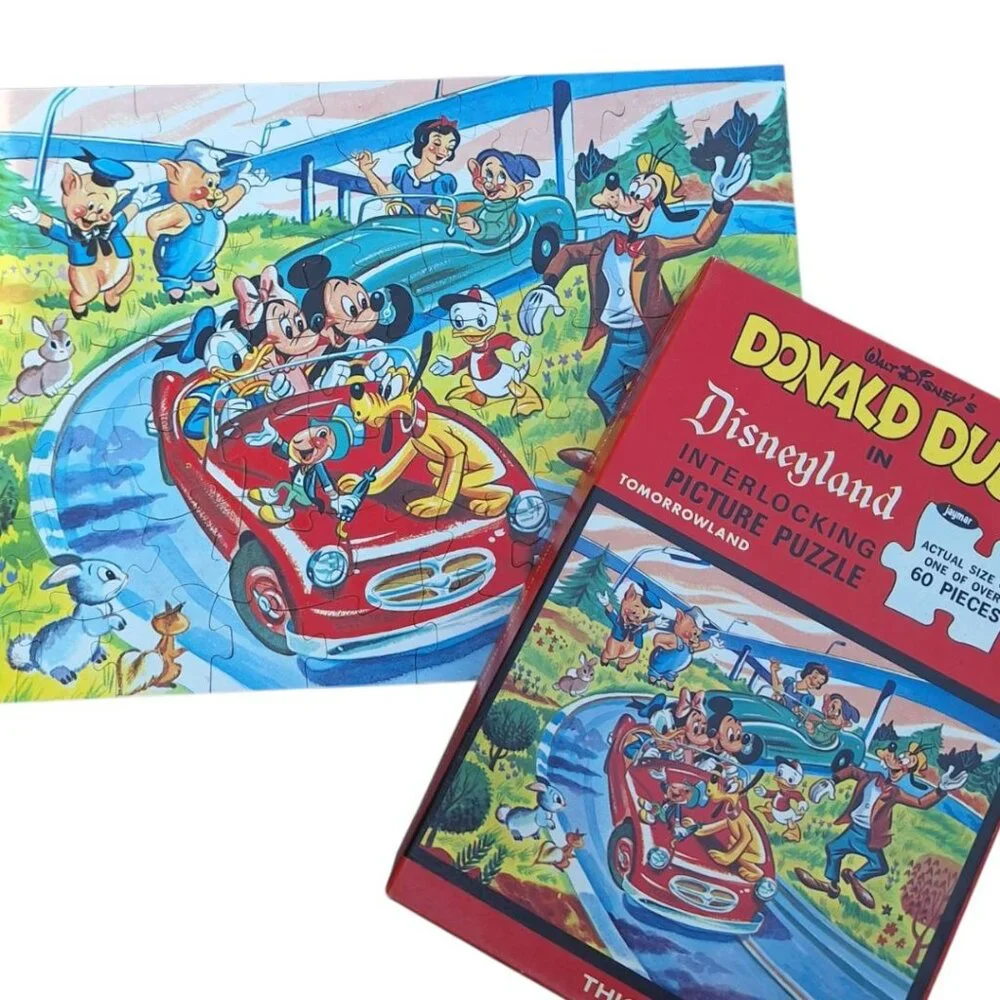 Disney Jaymar Puzzle Mickey Goofy Little Pigs Cricket Pluto Car Parade 60 Pieces
